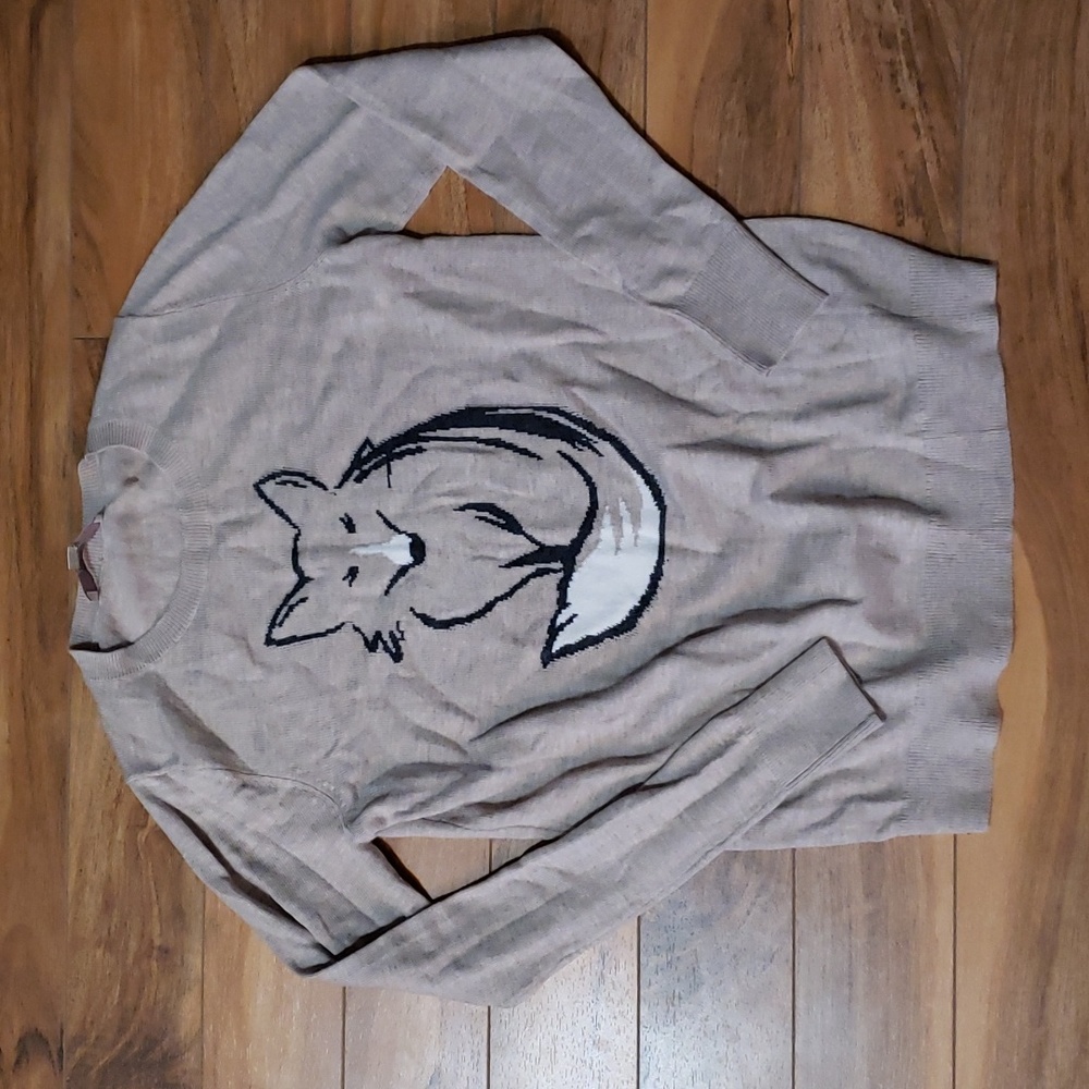 Ann Taylor Loft fox print thin knit sweater